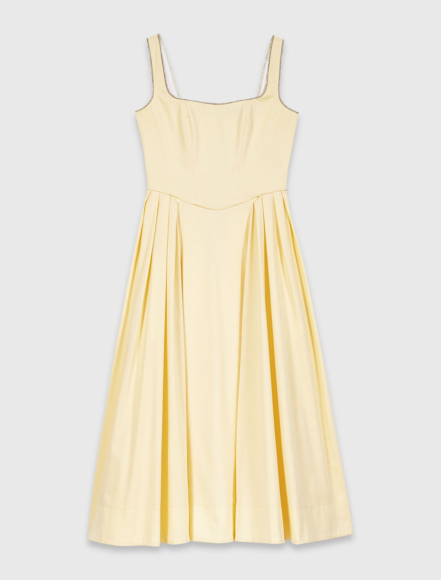 Flared rhinestone-trim midi dress