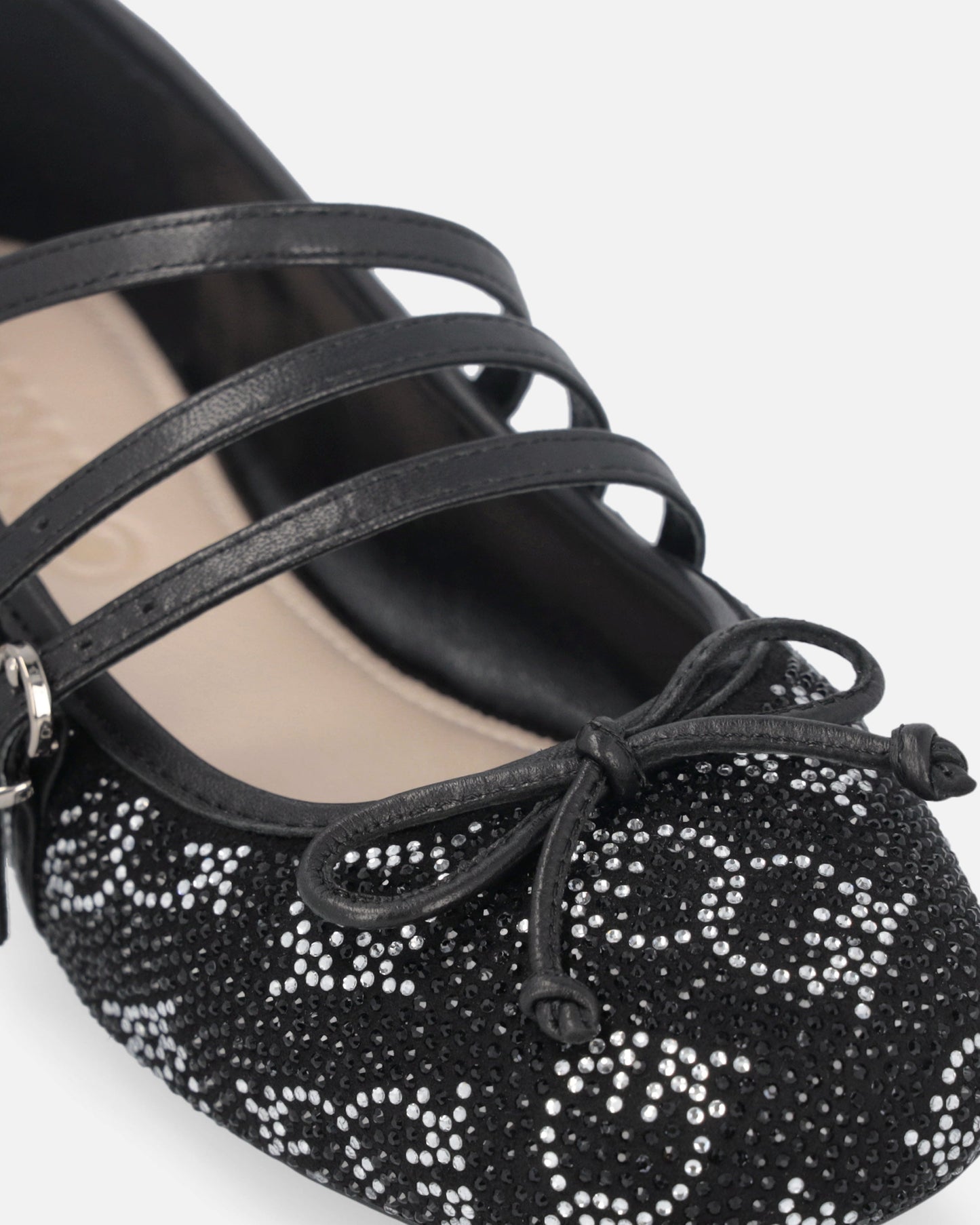 Monogram ballet flats with rhinestones and bow at the toe