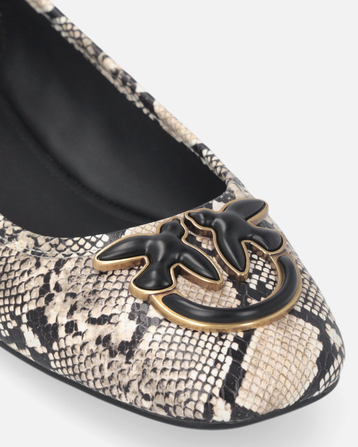 Ballerinas with python print and Love Birds logo