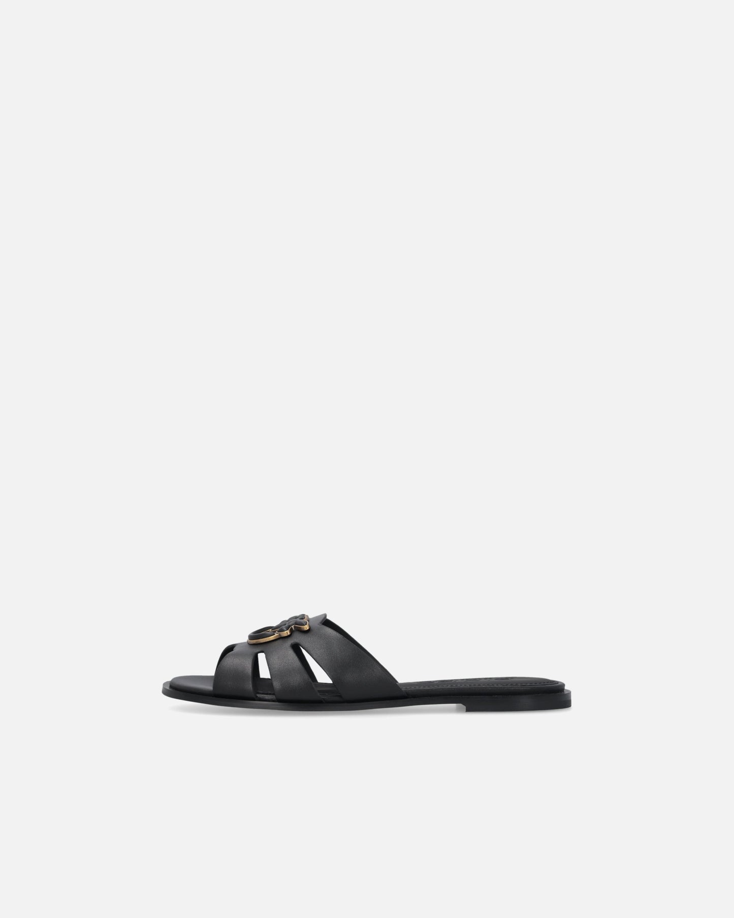 Leather slip-on sandals with Love Birds logo