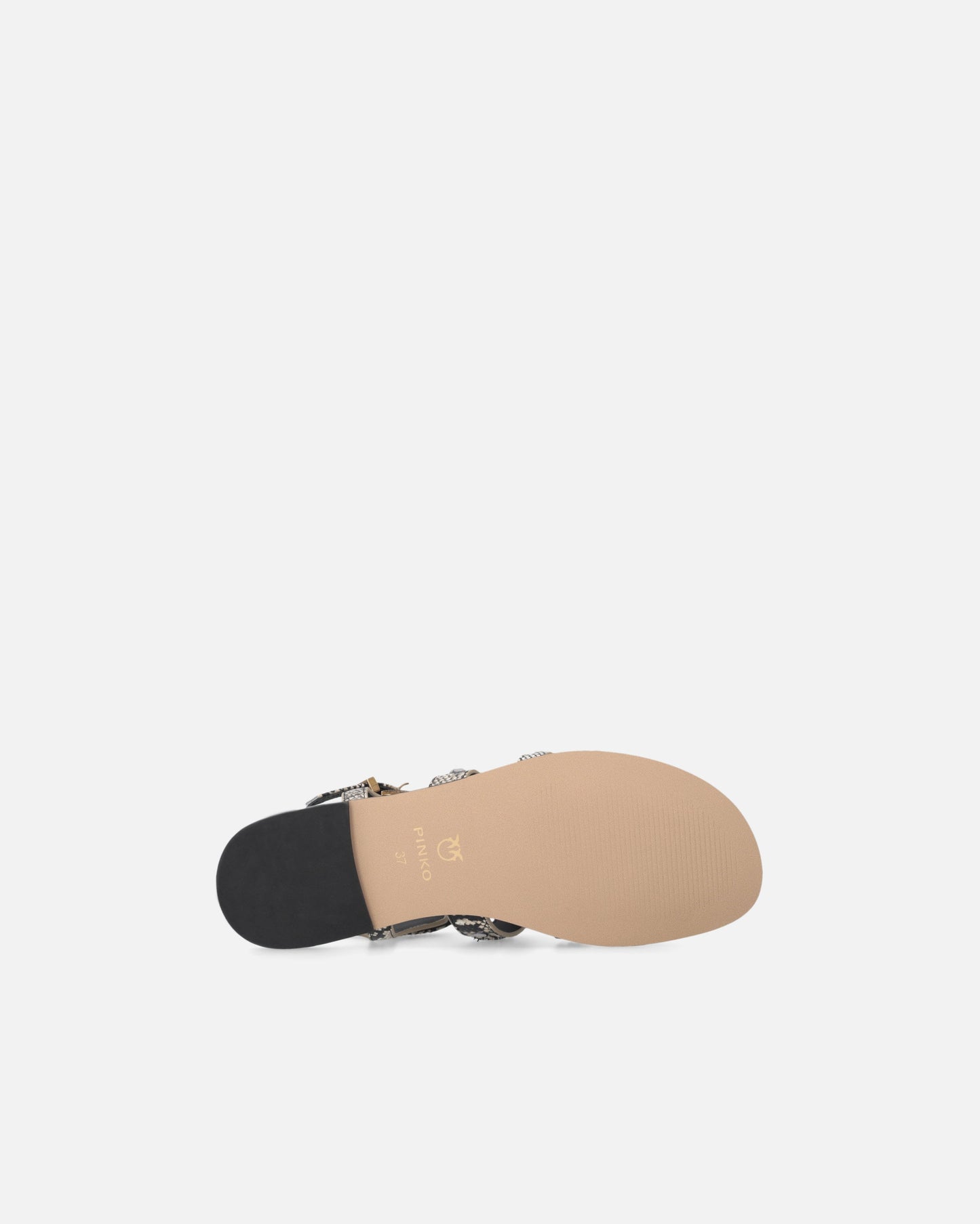 Flat leather sandals with python print and studs