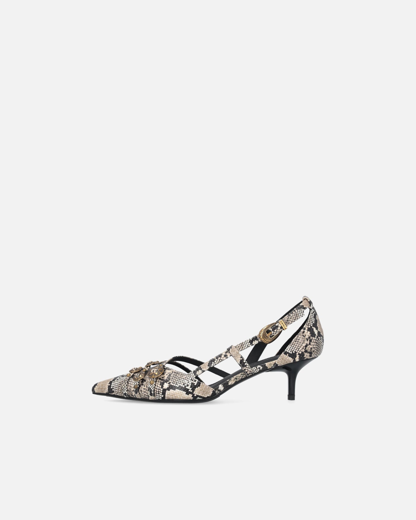 Pumps with python print and jewel studs