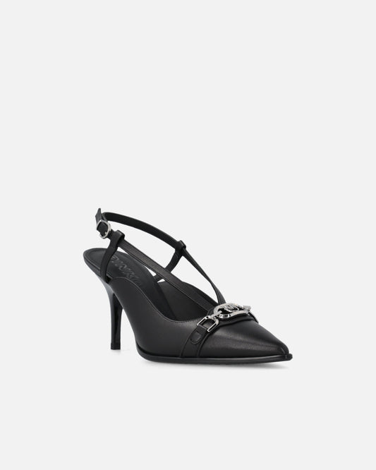 Sling-back pumps in nappa leather with straps and stiletto heel