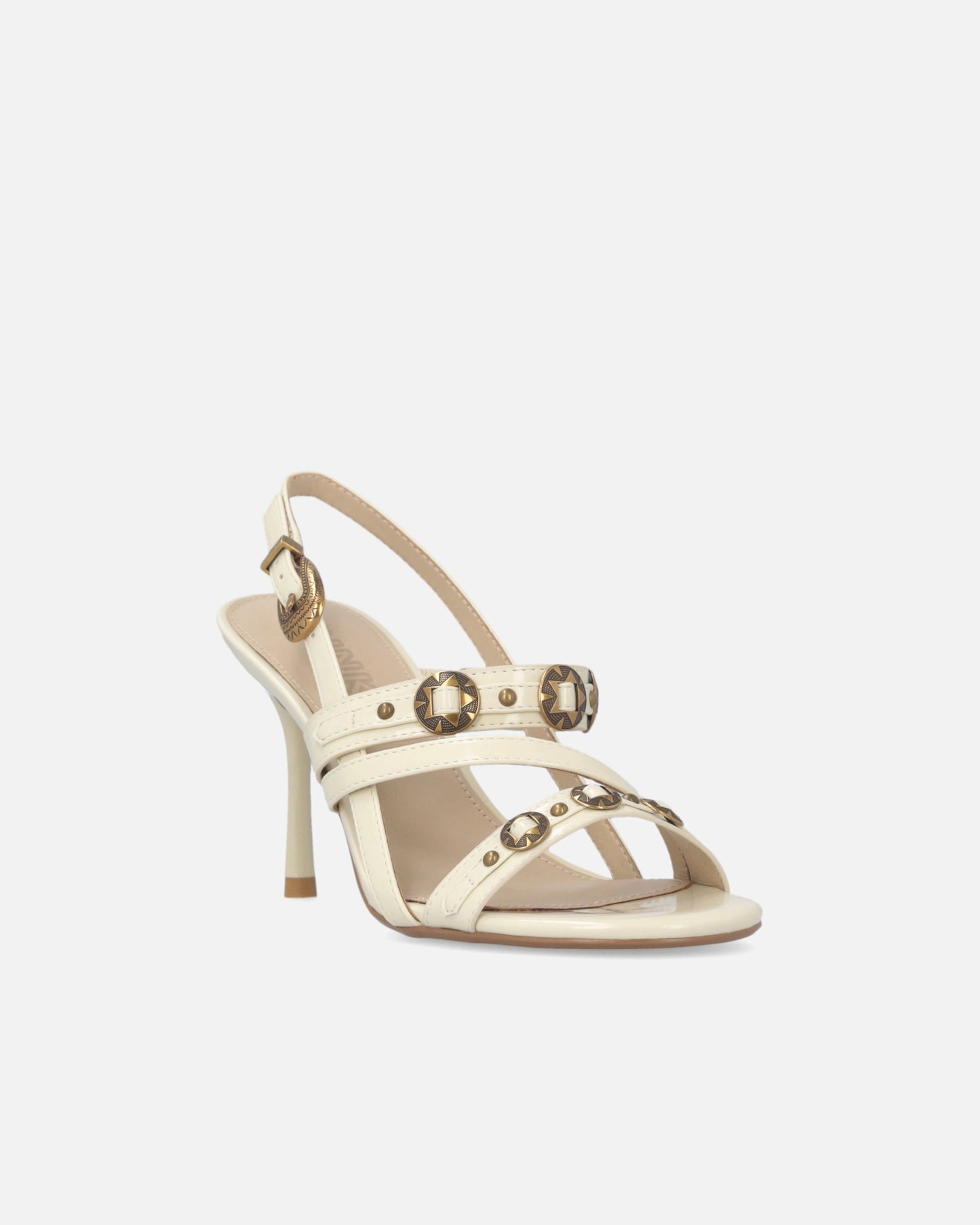 High slingback sandals with straps and studs