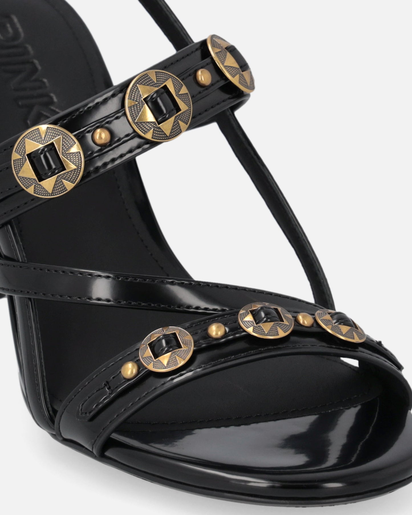 High slingback sandals with straps and studs
