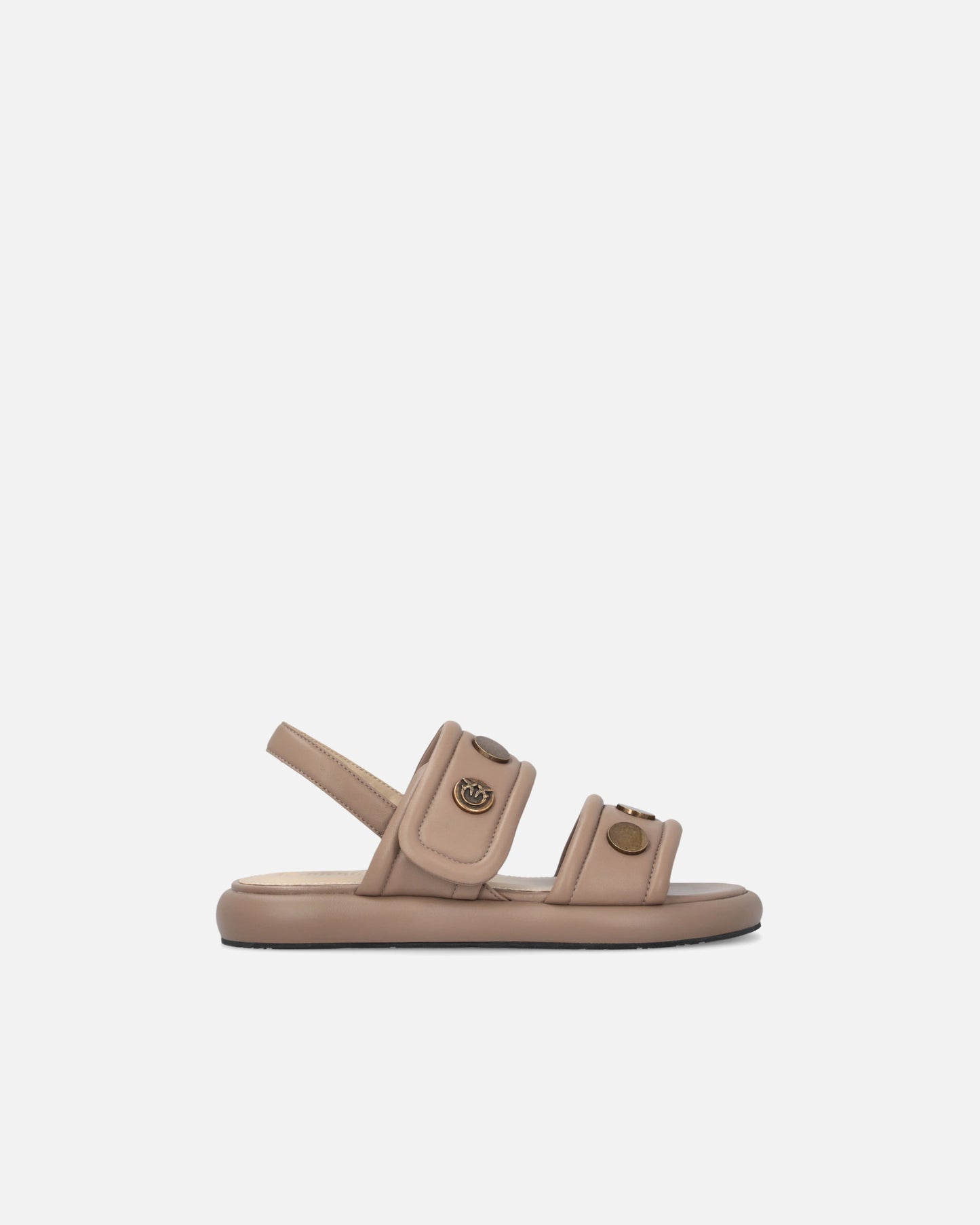 Padded nappa leather sandals with metallic details