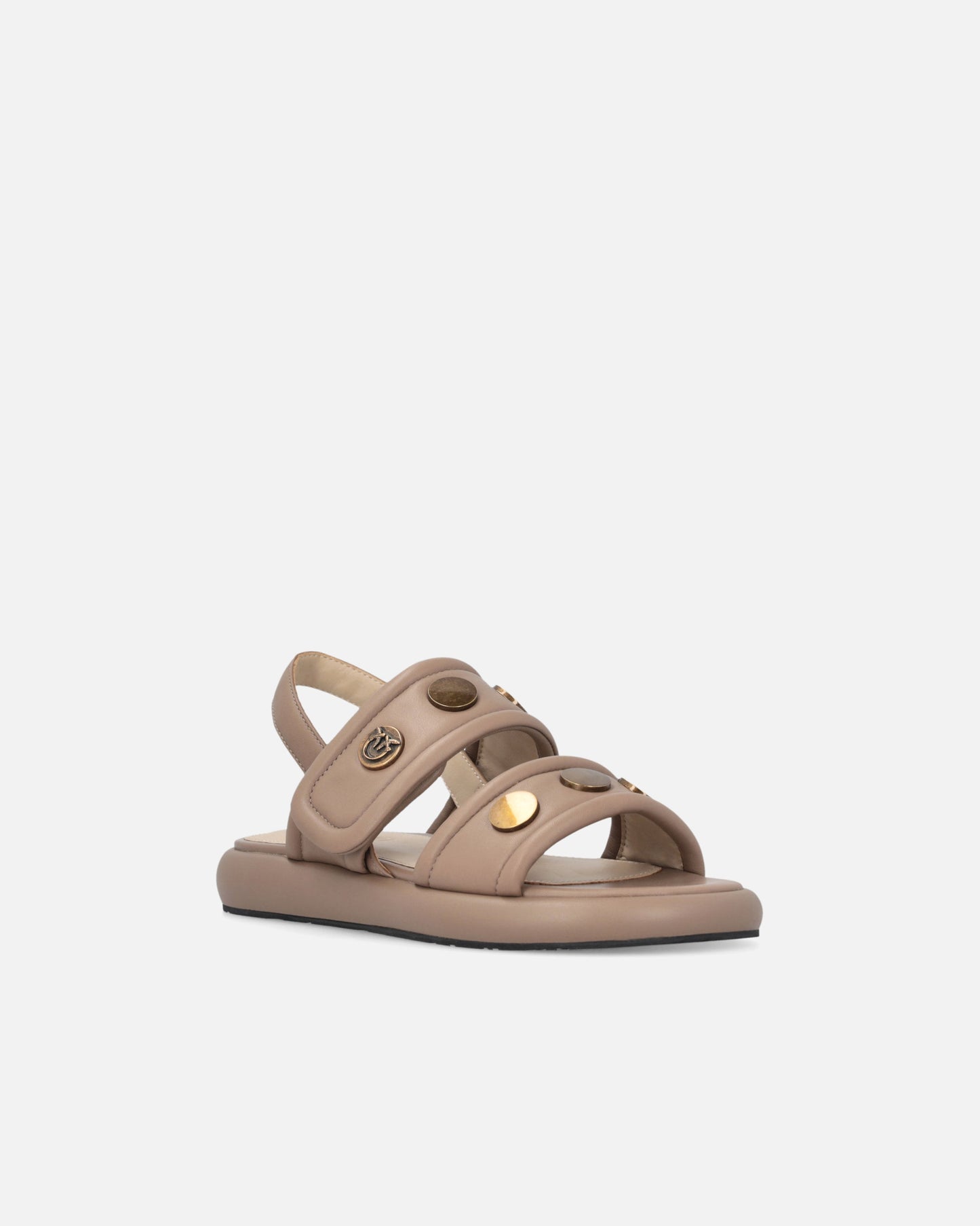 Padded nappa leather sandals with metallic details