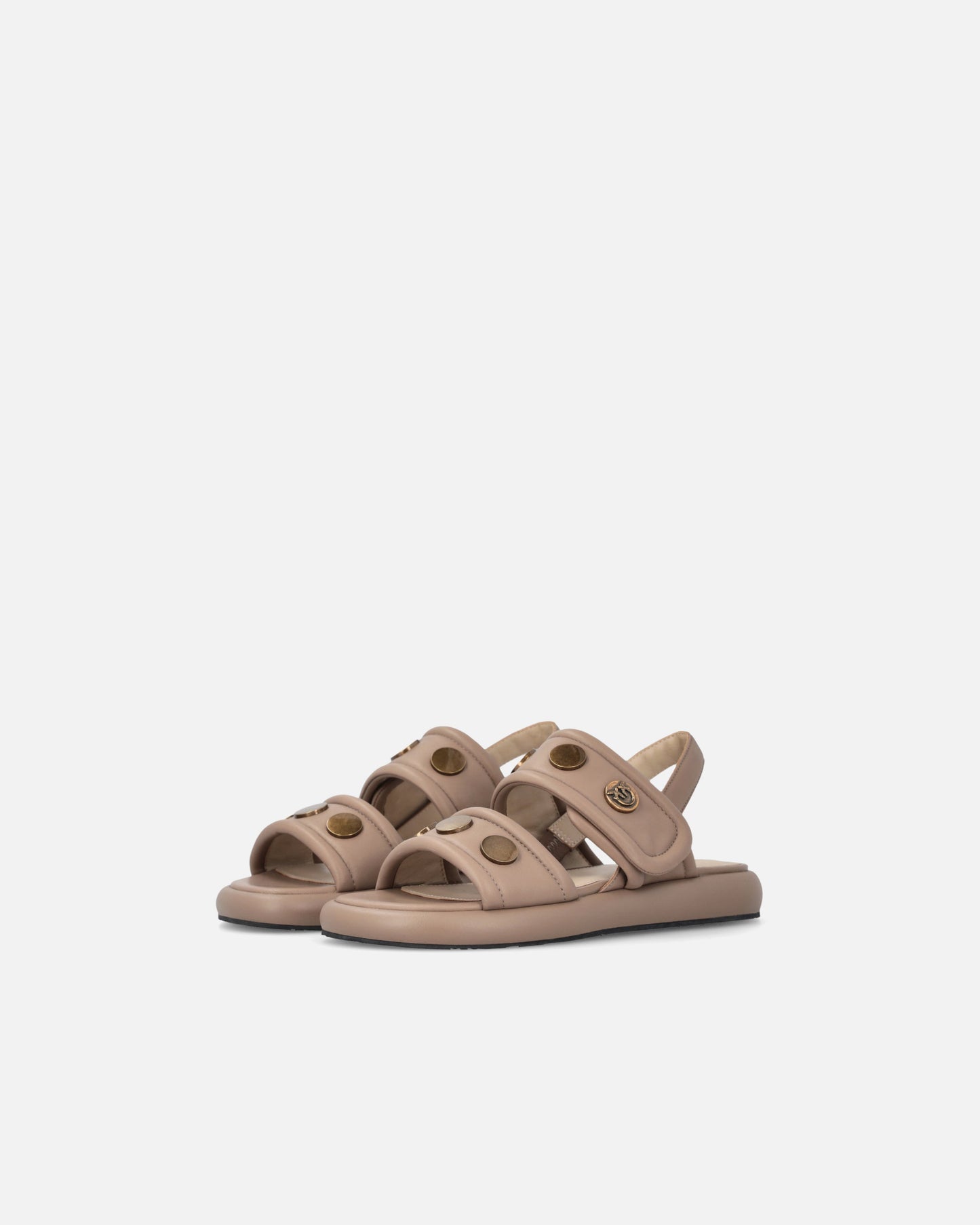 Padded nappa leather sandals with metallic details