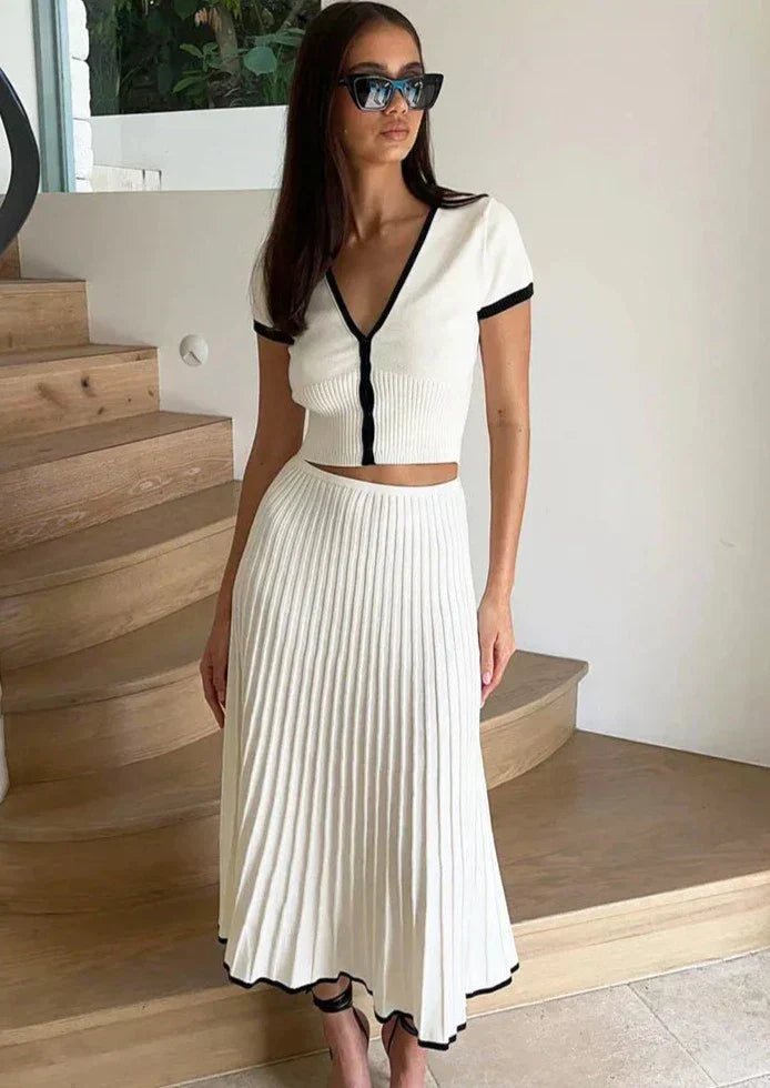 JOLENE Strick-Top und Midirock-Set