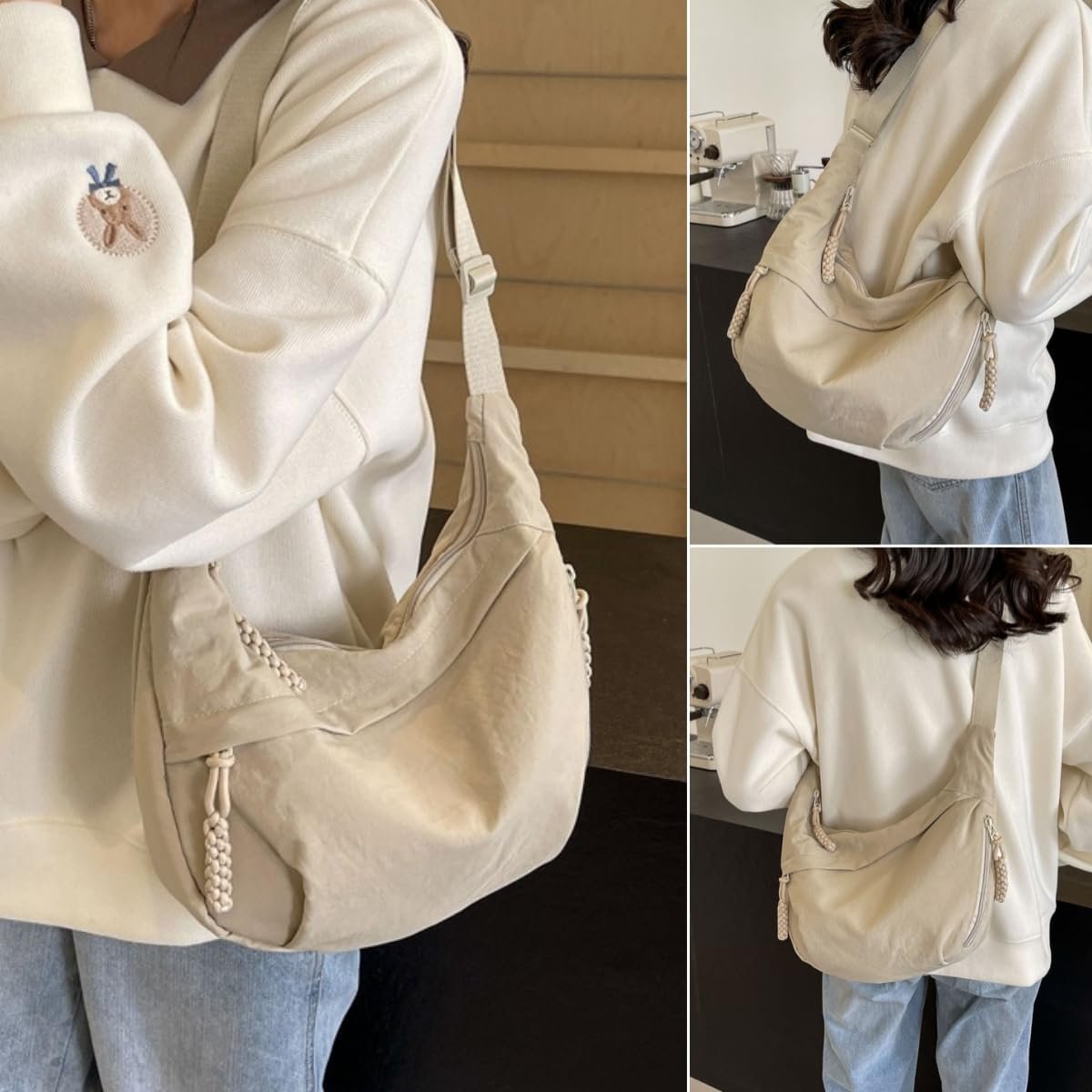 Designer Direktvertrieb Damenmode Uni-Nylon Umhängetasche Hobo-Tasche