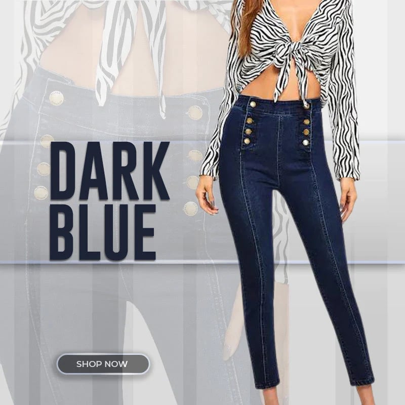 💥Zweireihige High Waist Skinny Jeans