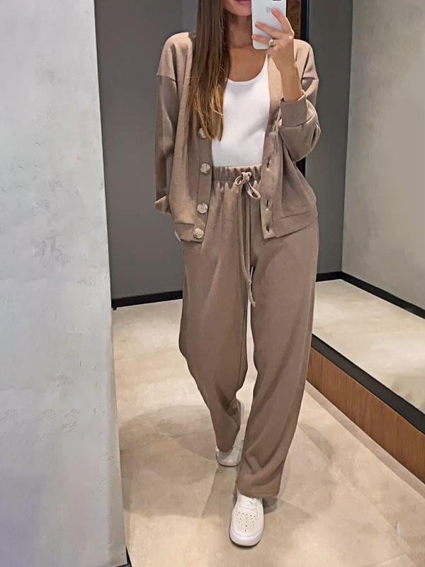 Zweiteiler-Set für Damen: Jacke mit Knöpfen und Hose (2 kaufen, kostenloser Versand)