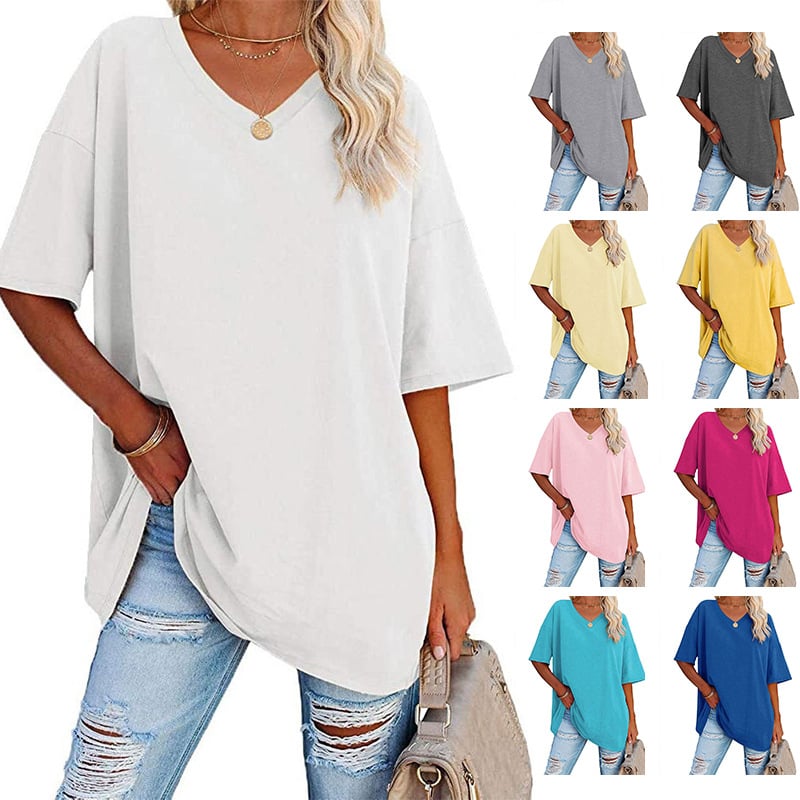 🔥Bis zu 69% Rabatt heute🔥Damen Sommer 2025 Oberteile 20 Farben Lässige V-Ausschnitt T-Shirts