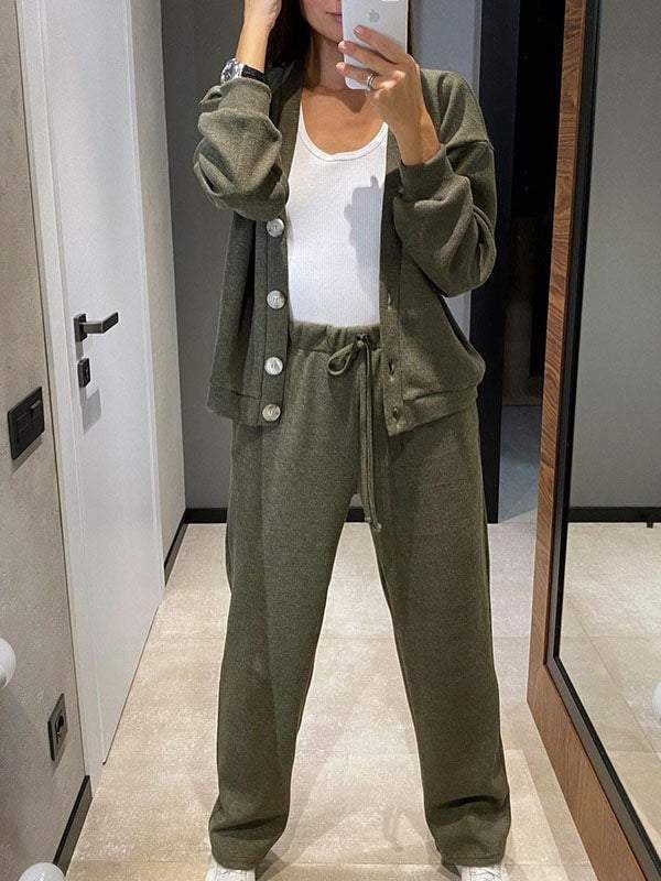 Zweiteiler-Set für Damen: Jacke mit Knöpfen und Hose (2 kaufen, kostenloser Versand)