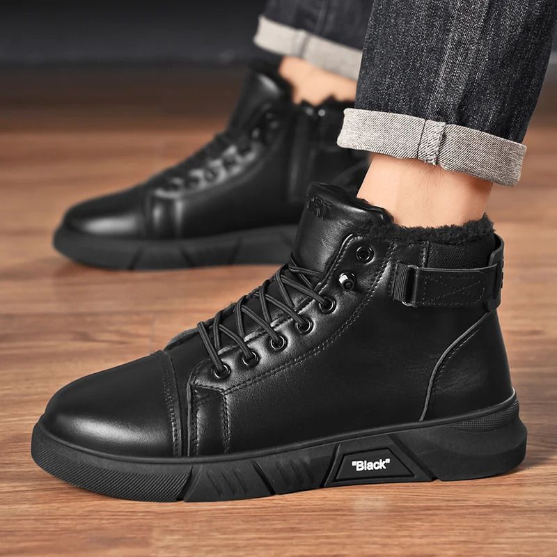 Men's Genuine Leather Boots | Casual & Versatile | Waterproof & Fleece-Lined