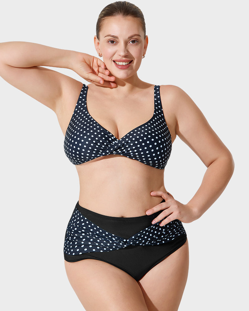 Hochtailliertes Bikini-Set mit Tupfen