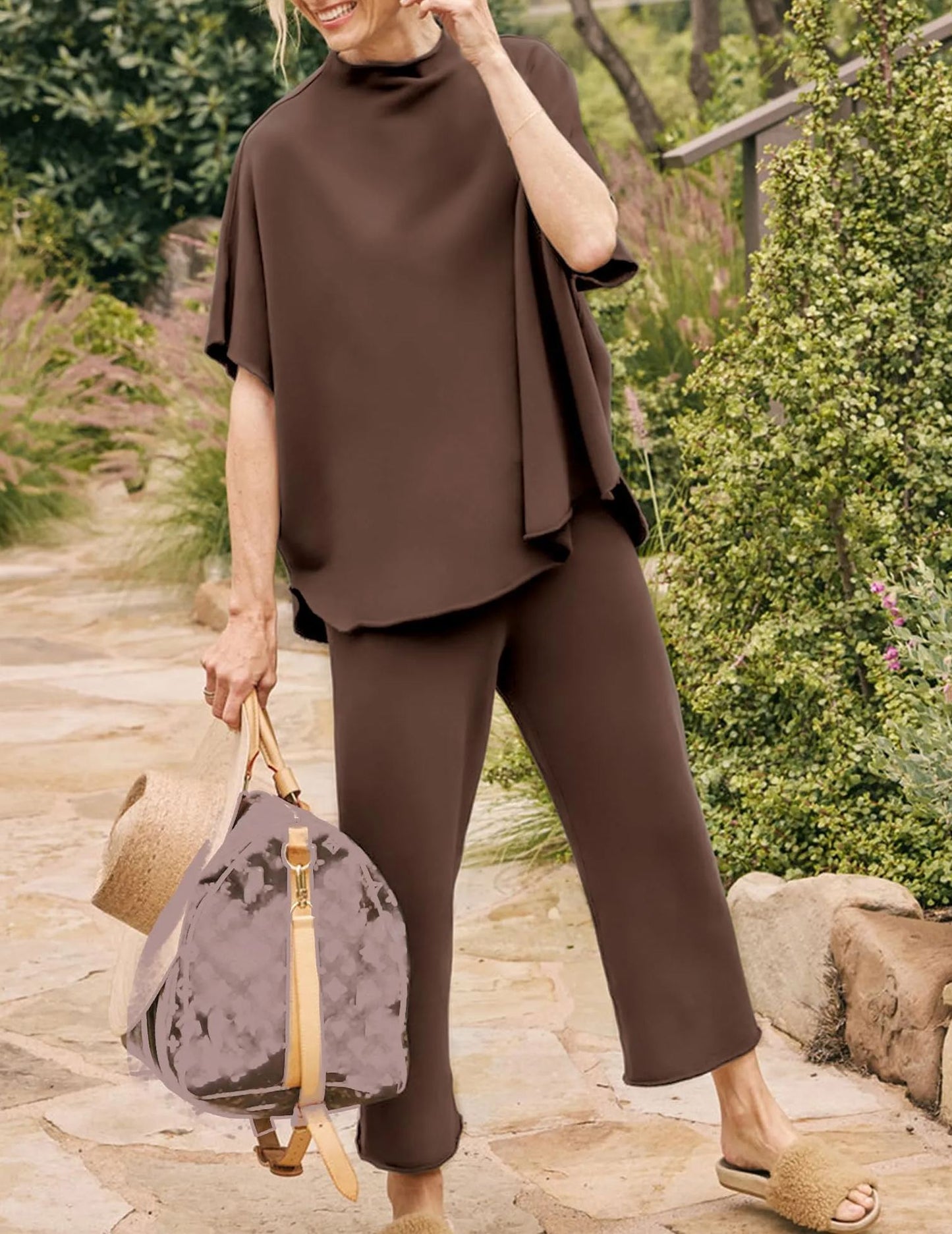 2024 Neues lässiges Fledermausärmel-Pullover-Oberteil und Wide-Leg-Set (Kaufe 2, versandkostenfrei)