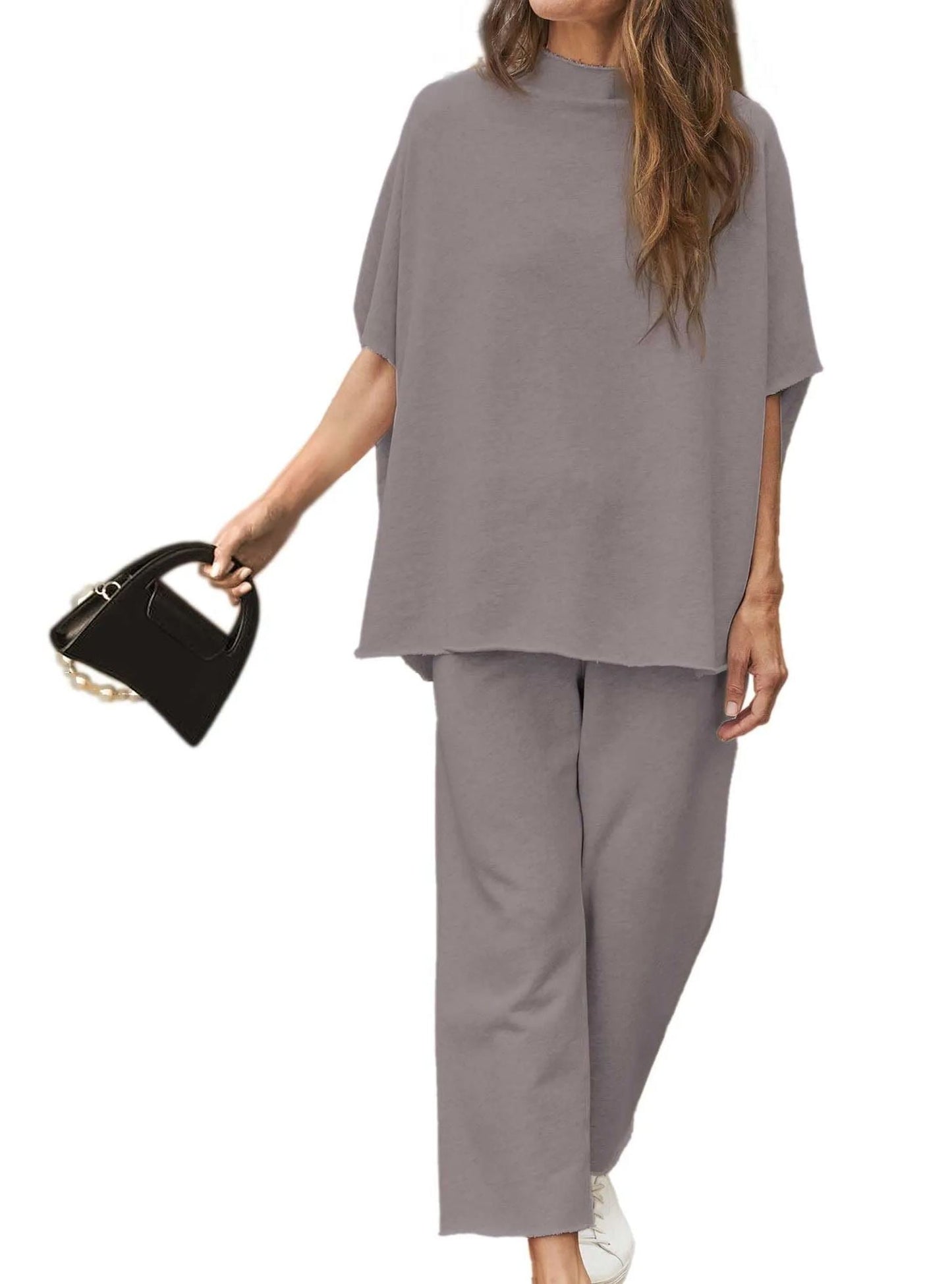2024 Neues lässiges Fledermausärmel-Pullover-Oberteil und Wide-Leg-Set (Kaufe 2, versandkostenfrei)