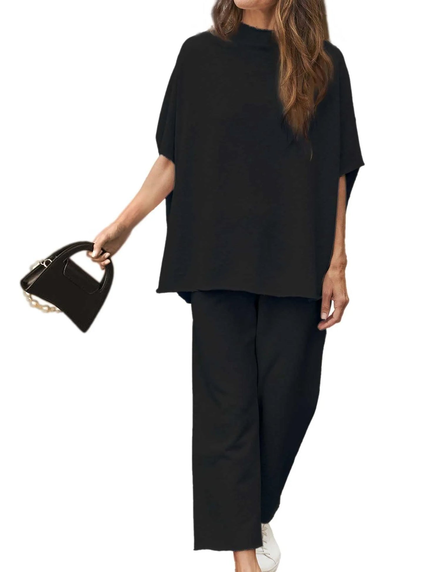 2024 Neues lässiges Fledermausärmel-Pullover-Oberteil und Wide-Leg-Set (Kaufe 2, versandkostenfrei)