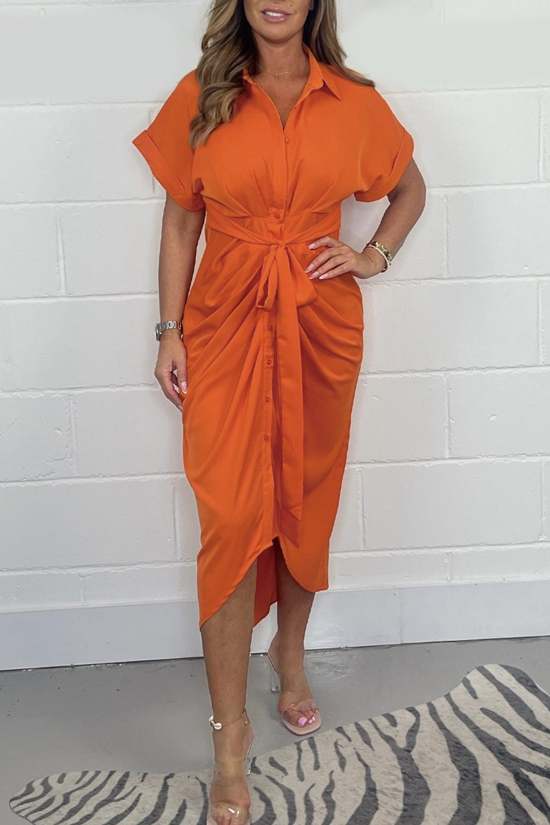 🔥50% Rabatt-Begrenzte Zeit⏳ Unifarbenes Hemdblusenkleid